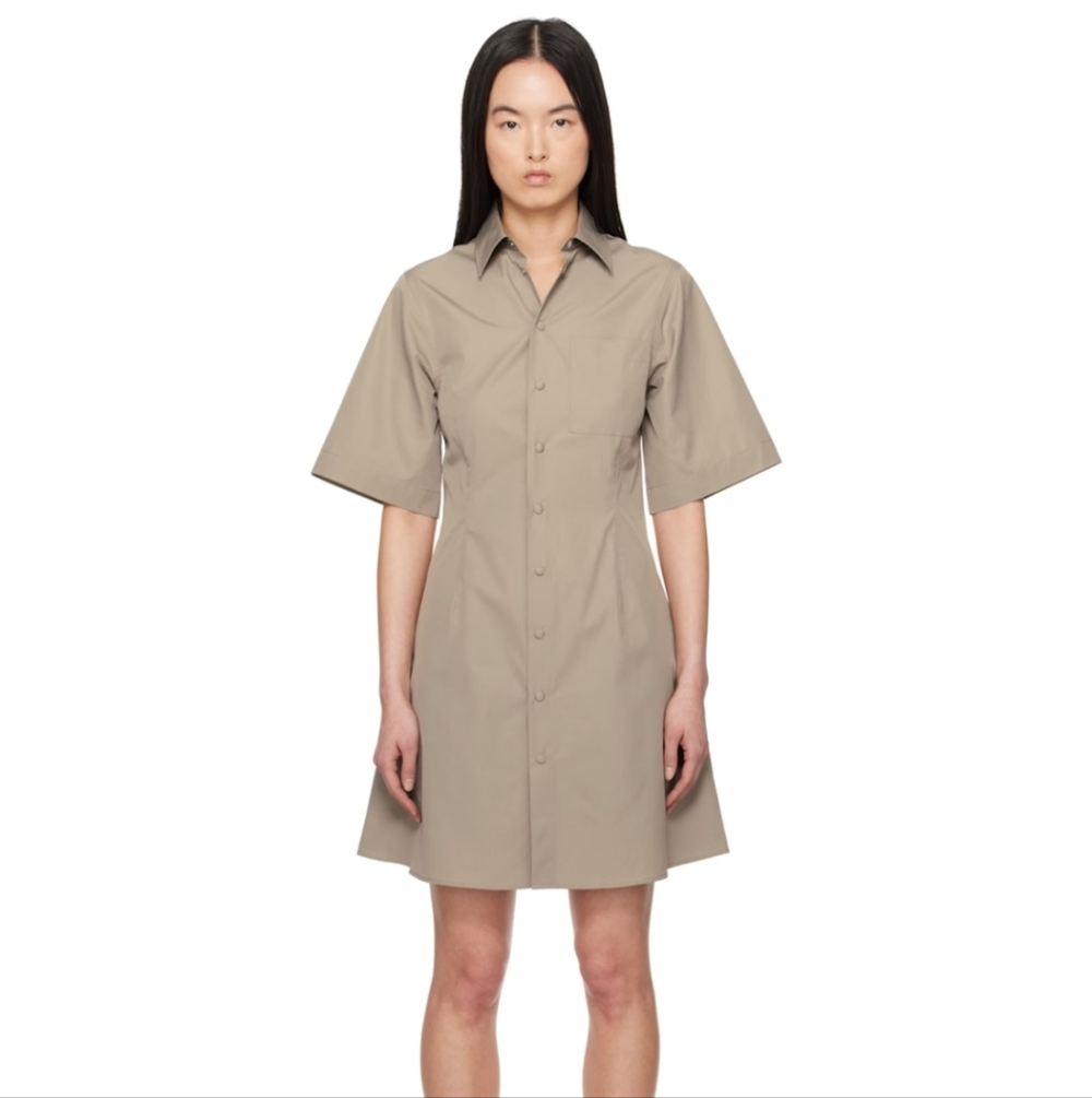 Ami Paris Taupe Cotton Shirt Dress